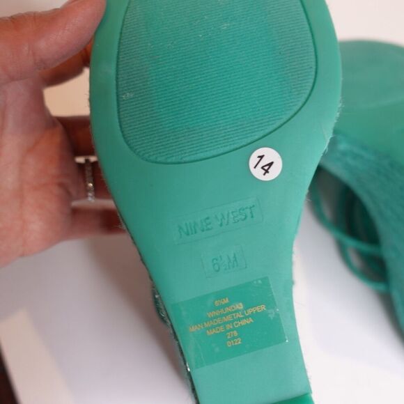 Nine West Hunda Espadrille Platform Wedges Sandal Green Size 6.5 - Picture 3 of 9